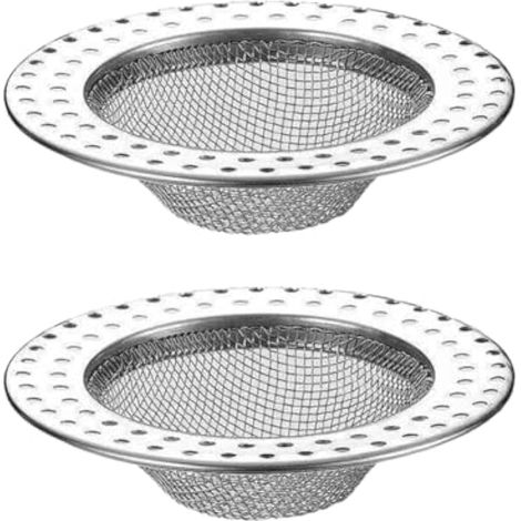 Lot de 2 attrape-cheveux en acier inoxydable pour salle de bain, buanderie, filtre anti-obstruction, convient pour trou de vidange de 5,6 à 7,6 cm (1/5)