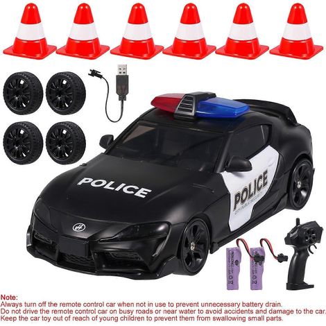 Ferngesteuertes Polizeiauto-Spielzeug für Kinder, 4WD-Driftauto mit Lichtern, 2 wiederaufladbaren Batterien, Birt