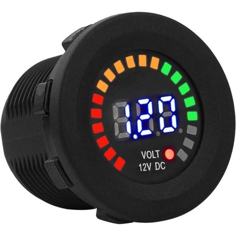 Motorrad Voltmeter, 12V Motorrad Auto LED Digitalanzeige Voltmeter Spannung Wasserdicht Spannung Voltmeter Messgerät Schwarz Neu