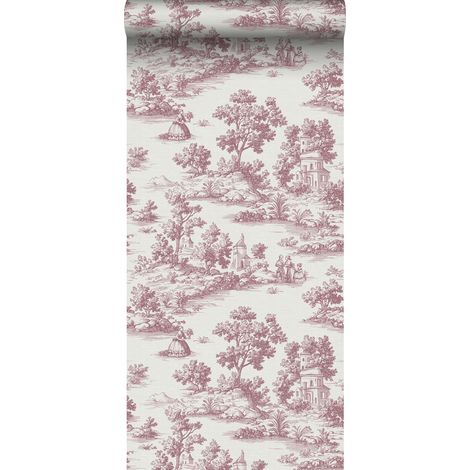 papier peint toile de jouy rouge bordeaux - Sanders & Sanders (1/5)