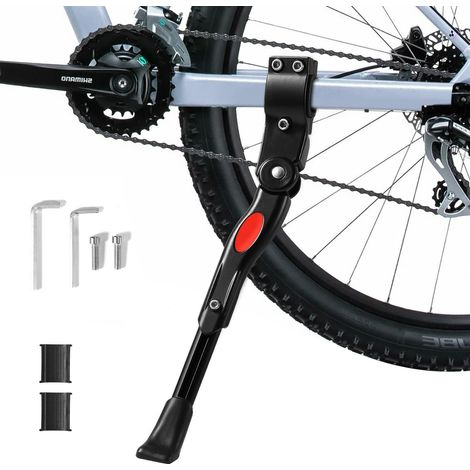 Pata de cabra ajustable de aleación de aluminio con patas de goma antideslizantes, color negro, apta para bicicletas de 24", 25", 26", 27", 700C, BMX y MTB.