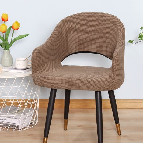 JSSEVN - Scandinavian Velvet Chair Cover, 2 Pieces, White, Office Chair Cover, Stretchable Backrest Cover, Dining Room Chair Cover, for Living Room (1/5)