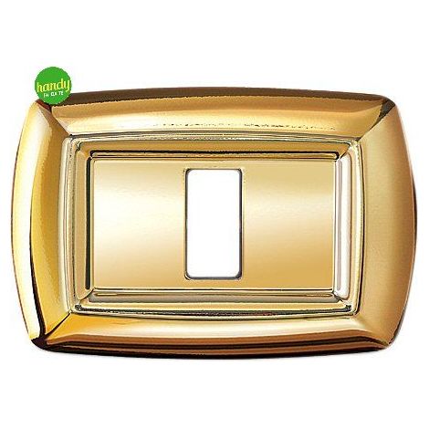 Placca serie Tondò, 3 moduli, plastica, oro, compatibile con serie BTicino Magic - Elettrocanali ECL2593OR