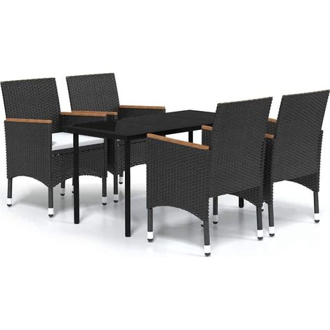 Maison Exclusive - Set da Pranzo da Giardino 5 pz con Cuscini Nero (1/5)