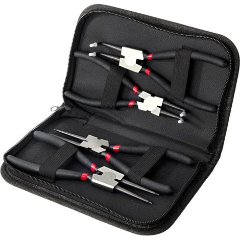 4-teiliges Set Sprengringzangen, 7-Zoll-Innen- und Außenringzange, gerade und abgewinkelte Zange für Federklemmen, Präzisions-Federklemmen-C-Klemme mit Aufbewahrungstasche