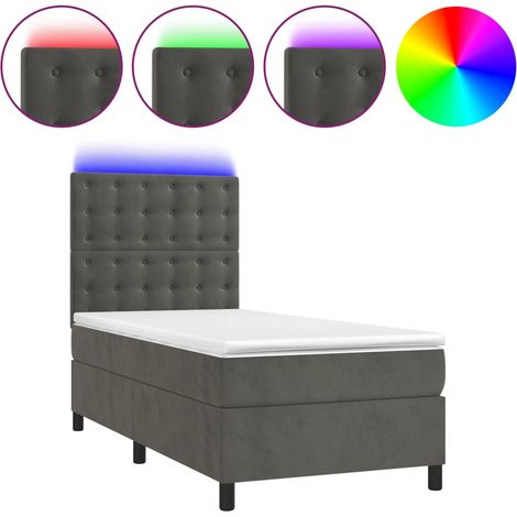 Maison Exclusive - Letto a Molle con Materasso e LED Grigio Scuro 100x200 cm