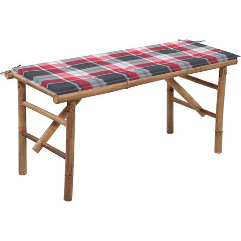 Banc de jardin pliable avec coussin 118 cm Bambou