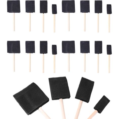 20 Pièces Pinceau Eponge avec Manche en Bois, Pinceau Mousse de Peinture, Pinceaux en Mousse Éponge, Convient aux Créations à l'aquarelle, à l'acrylique et Autres Peintures (1/5)
