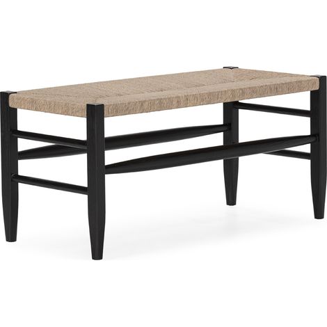 Banco 100X45X47 Madera De Teca Negro /Cuerda (1/3)