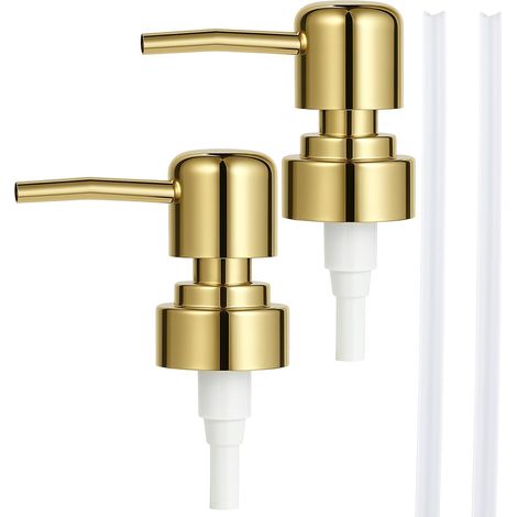 Lot de 2 Distributeur de savon, Plastique ABS, Filetage 24-26 mm, Tuyau 15 cm, Pour bouteille liquide