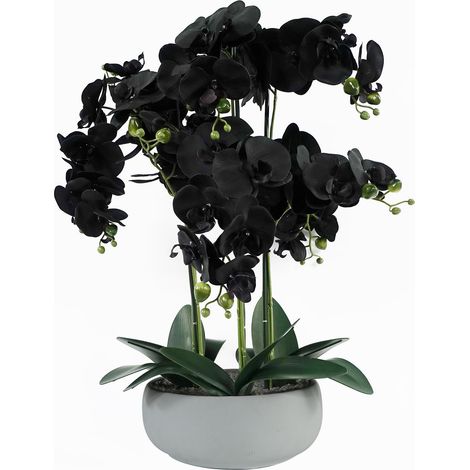 60cm Orchid Artificial Black - White Ceramic Planter (1/4)