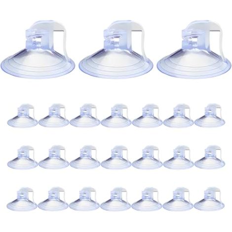 Ohleats Lot de 24 ventouses pour pare-brise de voiture, anneau de traction puissant, ventouses multi-usages pour cuisine, salle de bain, accessoires de voiture (transparent, 3,8 cm) (1/5)