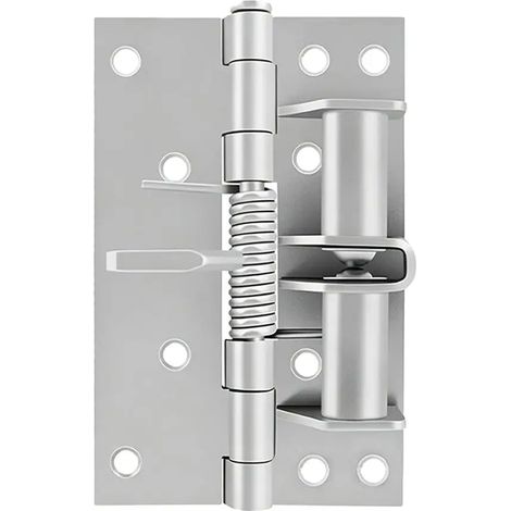 Charnières de porte à fermeture automatique 3 en 1 (A-CN) avec positionnement à 90 degrés, intégrant charnière à ressort, ferme-porte et butée de porte. (1/5)