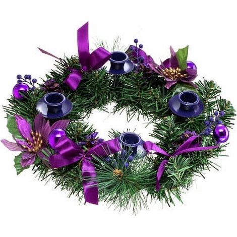 Guirlande En Rotin - Couronne De Porte De Noël Avec Chandelles Simulées - Décoration Murale Et De Cheminée - 1 Pièce