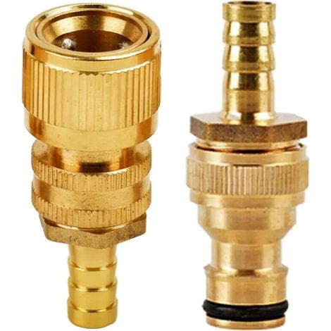Adaptateur de tuyau d'arrosage en laiton (E) - Raccord rapide mâle et femelle (1/4)