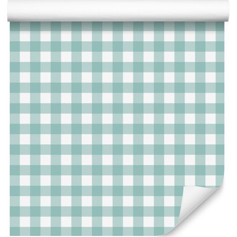 Carta da parati in tessuto con motivo marino, menta e bianco per soggiorno e camera da letto, 50x1000 cm (1/5)
