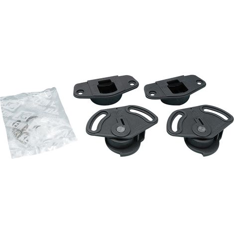 Rail de porte coulissante pour vantail 16mm – Garniture avec 2 guides et 2 galets – Charge max 22kg – Glissement silencieux – Klein