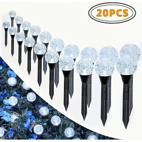Lot de 20 lampes solaires de jardin effet cristal — Éclairage décoratif d'extérieur pour pelouse avec 8 modes d'éclairage (1/5)