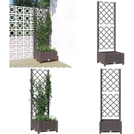 Pflanzkübel mit Rankgitter Braun 40x40x121,5 cm PP - Blumentopf - Kübel - Gartentöpfen - Rankgitter - Polypropylen Topf - Home & Living (1/5)