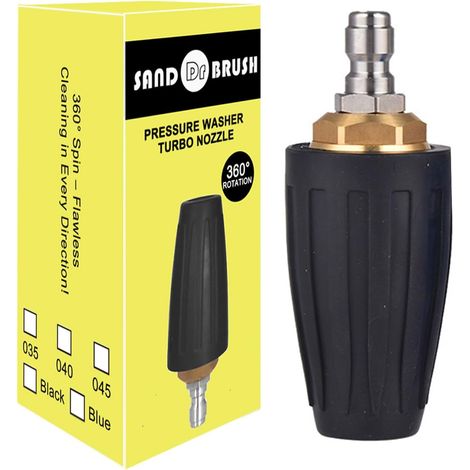 Universal Rotary Turbine Nozzle for Water Pressure Washer, 3600 PSI 250 Bar, 1/4 Quick Connect Water Gun Nozzle Rotary Turbine Cleaner (Black-Black) (1/5)