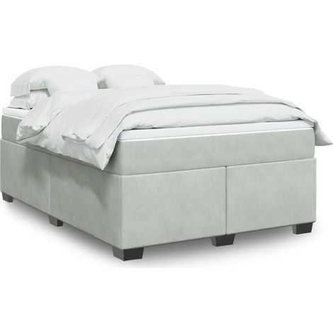 Boxspringbett mit Matratze Hellgrau 160x200 cm Samt