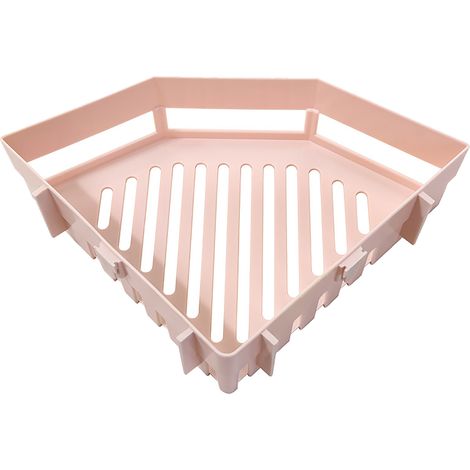 Estante esquinero para ducha, fabricado en plástico, con fijación adhesiva triple H, 27 x 18,5 x 6 cm, 150 g, blanco, 1 unidad, montaje en pared para baño. (1/5)