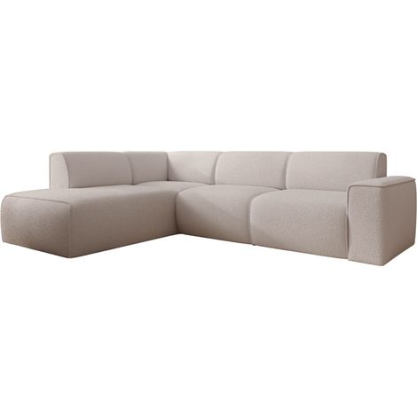 Selsey Bouvi – Ecksofa mit seitlicher Rückenlehne an der Ottomane, links, hellbeige, Bouclé