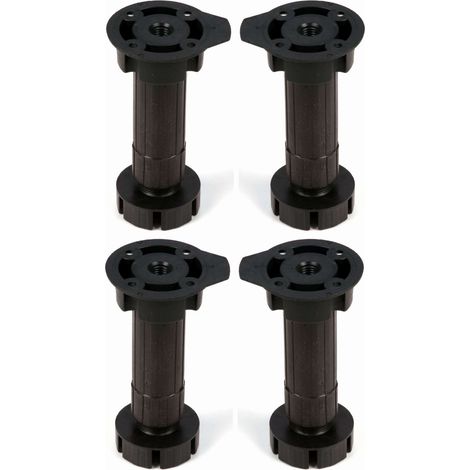 Cyclingcolors – Lot de 4 pieds de meuble ajustables 113-135mm – Capacité 300kg – Base plastique à visser pour cuisine et salle de bain (1/2)