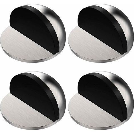 4 Pcs Arrêts de Portes Argent, Butée de Porte Adhesive, Butées de Porte en Acier Inoxydable avec Autocollants, Inutile de Percer, pour la Maison et le Bureau (1/4)