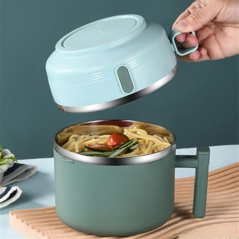 2er-Set tragbare Lunchbox aus Edelstahl, doppellagig, Thermo-Bento, für Studenten und Büroangestellte, Lebensmittelbehälter mit großem Fassungsvermögen (1/4)