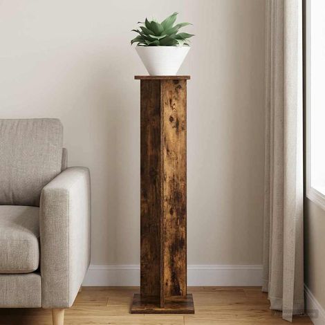 vidaXL Support de Plante Chêne Fumé 25 x 25,5 x 100,5 cm