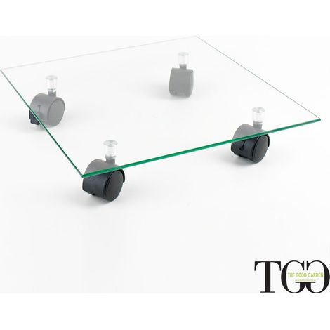 Sottovaso in vetro con ruote 35 x 35 cm ALICE-V