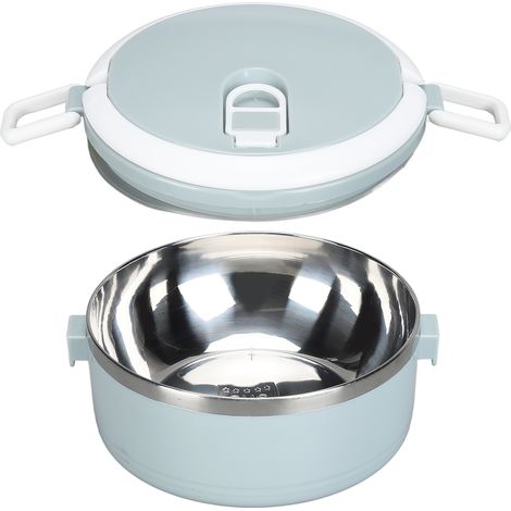 Boîte à lunch Bento portable en acier inoxydable 304, isotherme cylindrique, idéale pour l'école, le bureau et les activités de plein air. Couleur : bleu nordique, simple paroi. (1/5)