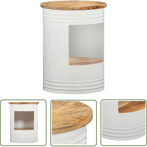 The Living Store Table basse 43x55 cm Bois de manguier solide - Table Basse - Table D'appoint - Mobilier - Bois De Manguier - Design Rustique (1/5)