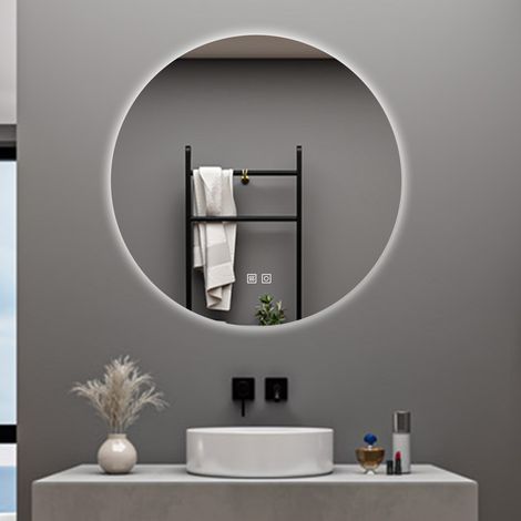AICA SPECCHIO DA BAGNO ROTONDO DA 70CM CON LED, ANTIAPPANNAMENTO, 3 TEMPERATURE COLORE, RETROILLUMINATO (1/5)
