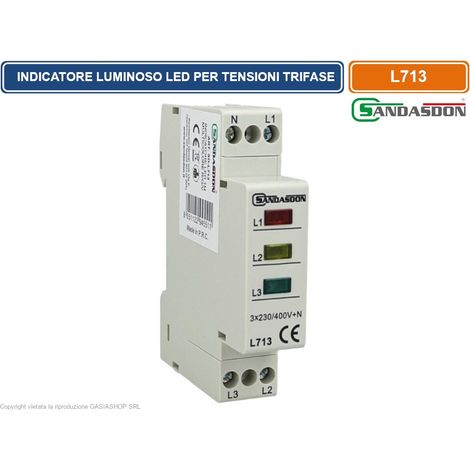 Indicatore Segnapalione Fase Led Tre R/G/V 230V 1M (1/5)