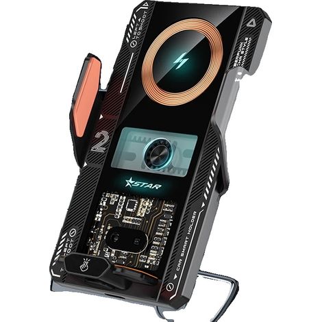 Cargador inalámbrico para coche, control táctil, detección automática, T9 negro (1/2)