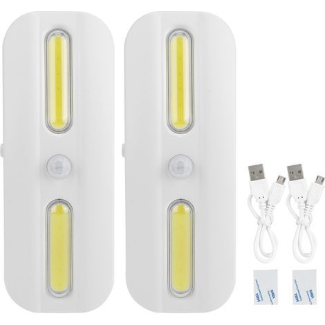 2 lampes LED COB USB rechargeables avec détecteur de mouvement pour placard, armoire, couloir (1/5)