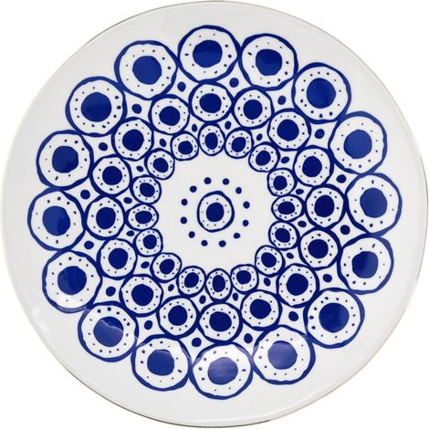 Siren Duka Frühstücksteller aus Steingut, marineblau und goldfarben, 21,5 cm (1/4)