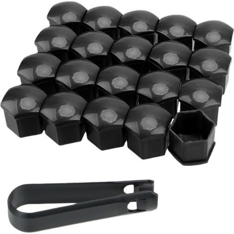 20 Pièces Capuchons d'écrous de Roue pour écrous de Ø 21 mm, Couvre écrous de Roue pour Conversion Automobile, Couvre Verrous Universel pour Conversion Automobile avec Outil (1/4)
