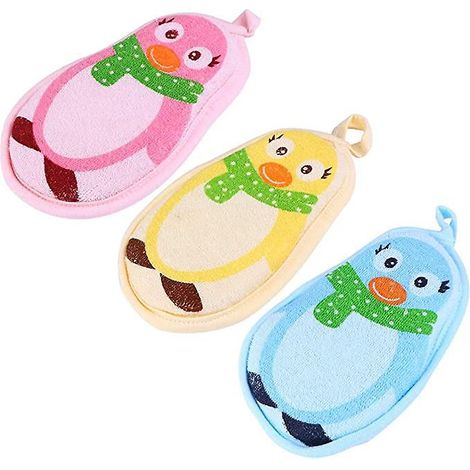 3 Ponges De Douche Exfolies Mignon Pingouin En Forme D'ponge Pour Le Corps Spa Cellulite Masseur Dos Gommage Ponge Baby Shower Pour Enfants (1/5)