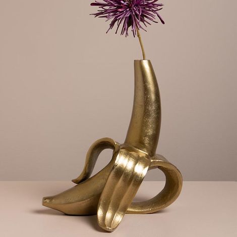 Vase Soliflore Banane Dorée Aluminium 6x24x25cm (1/4)