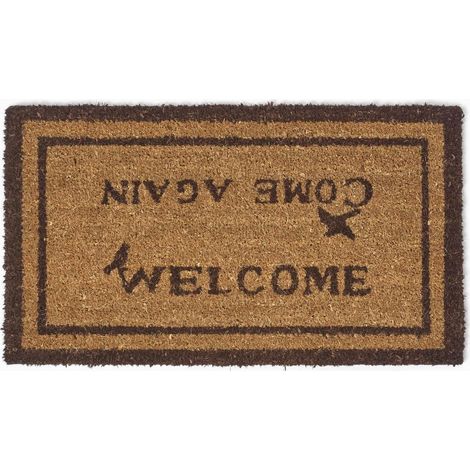 HOMESCAPES Wende Fussmatte Welcome - Come Again 100% Kokosfaser