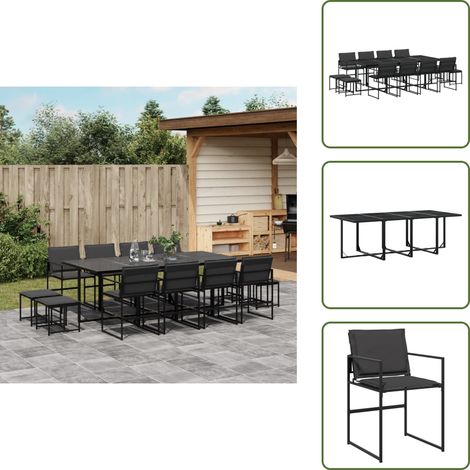 Cuscini da seduta - vidaXL Set da Pranzo da Giardino 13 pz con Cuscini Nero in Textilene - Cuscini per schienale