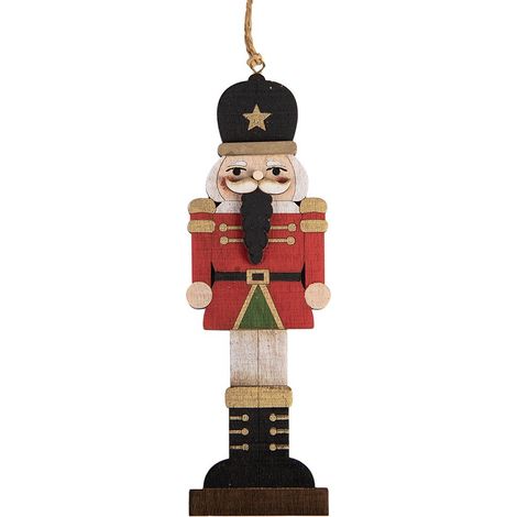 Suspension de Noël Casse-noisette en Bois Rouge Décoration Festive 6 x 1 x 18 cm - PANGIVO (1/2)