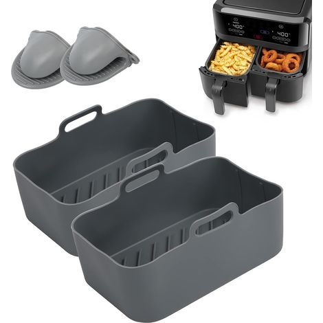 Liner Friteuse A Air - Silicon Alimentaire - Resistente Hasta 220 °C - Compatible Con Airfryer Horno Microondas - 2 Unidades (1/5)