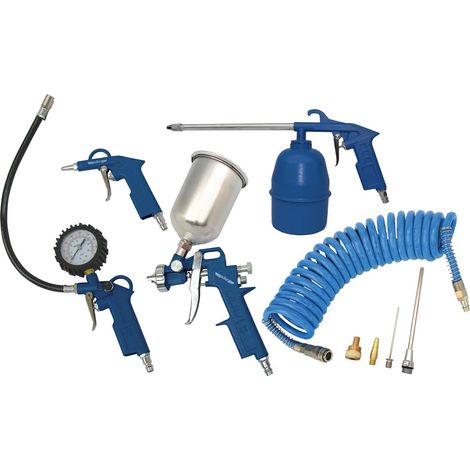 Adler Set de pintura 9 piezas, equipo para aplicaciones automotrices e industriales, pistolas de alta precisión, accesorios integrados, máxima durabilidad y eficiencia, color metálico.