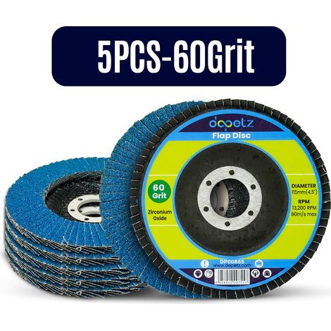 Dapetz ® Flap Discs 115mm Grinding Discs 60 Grit Grinding Discs Zirconium Sanding Discs for 4.5" Angle Grinder to Sanding Grinding Metal Wood and Stainless Steel-5Pcs (1/5)