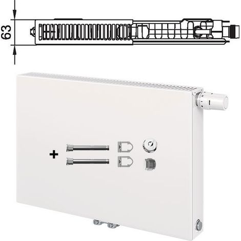 Kermi Radiateur à vanne Plan Vplus Raccord central Type 11 905x405mm Vanne à droite PTP110900401R1K (1/5)