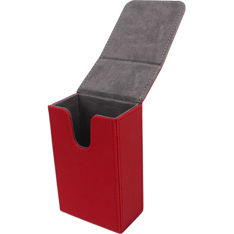 Boîte de Rangement Cuir PU pour Cartes de Tarot Grande Capacité avec Motif Soleil et Lune Rouge (1/5)